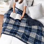 Wholesale Blue Navy Plaid Sherpa Throw Blanket