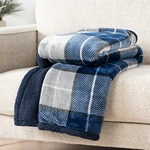 Wholesale Blue Navy Plaid Sherpa Throw Blanket
