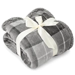 Wholesale Grey Plaid Sherpa Throw Blanket - krcareer